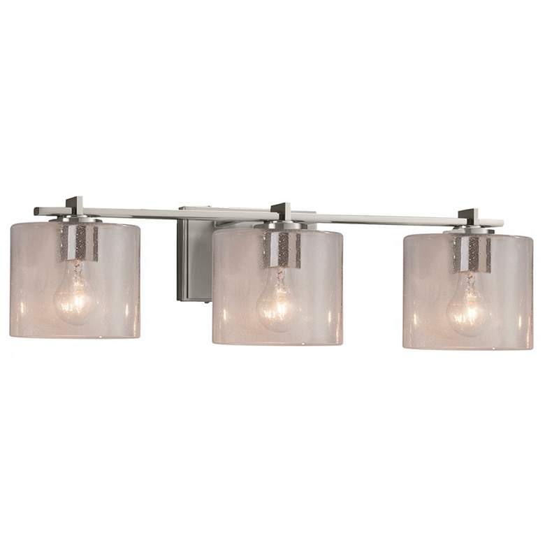 Image 1 Fusion Era 3-Light Bath Bar - Oval Shade - Nickel - Seeded - LED