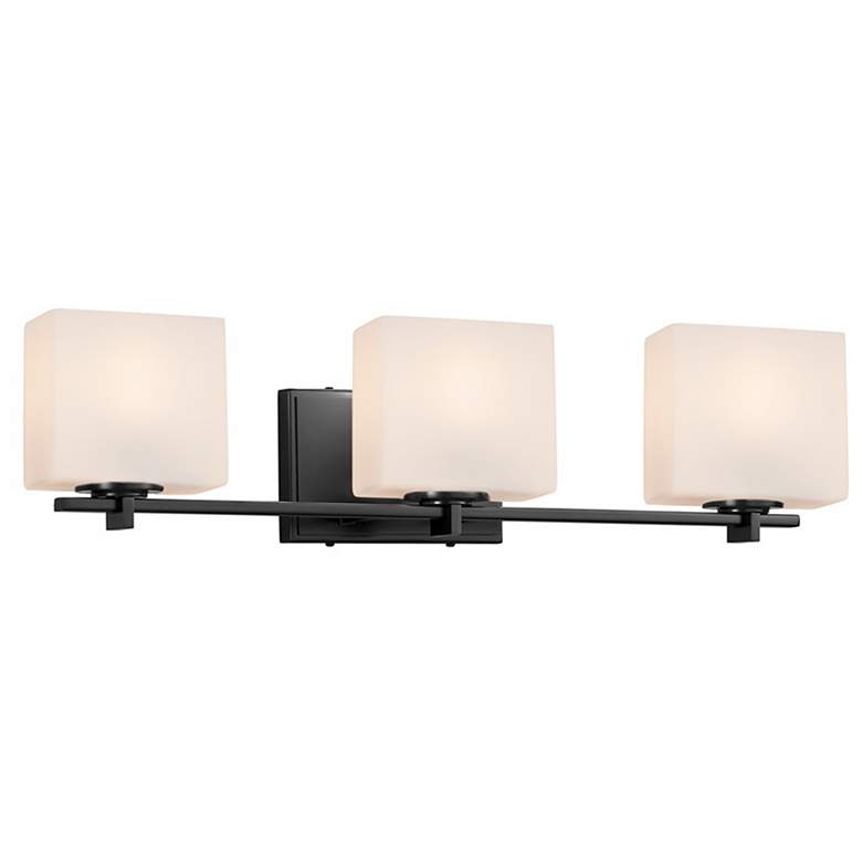 Image 1 Fusion Era 3-Light Bath Bar - Rectangle Shade - Black - Opal