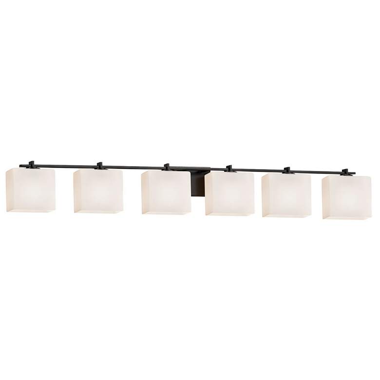 Image 1 Fusion Era 6-Light Bath Bar - Rectangle Shade - Black - Opal - LED