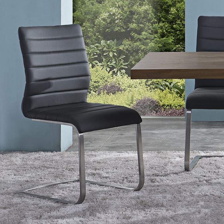 Image 2 Fusion Gray Faux Leather Side Chair Set of 2 more views