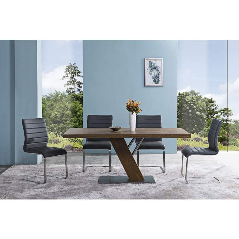 Image 3 Fusion Gray Faux Leather Side Chair Set of 2 more views