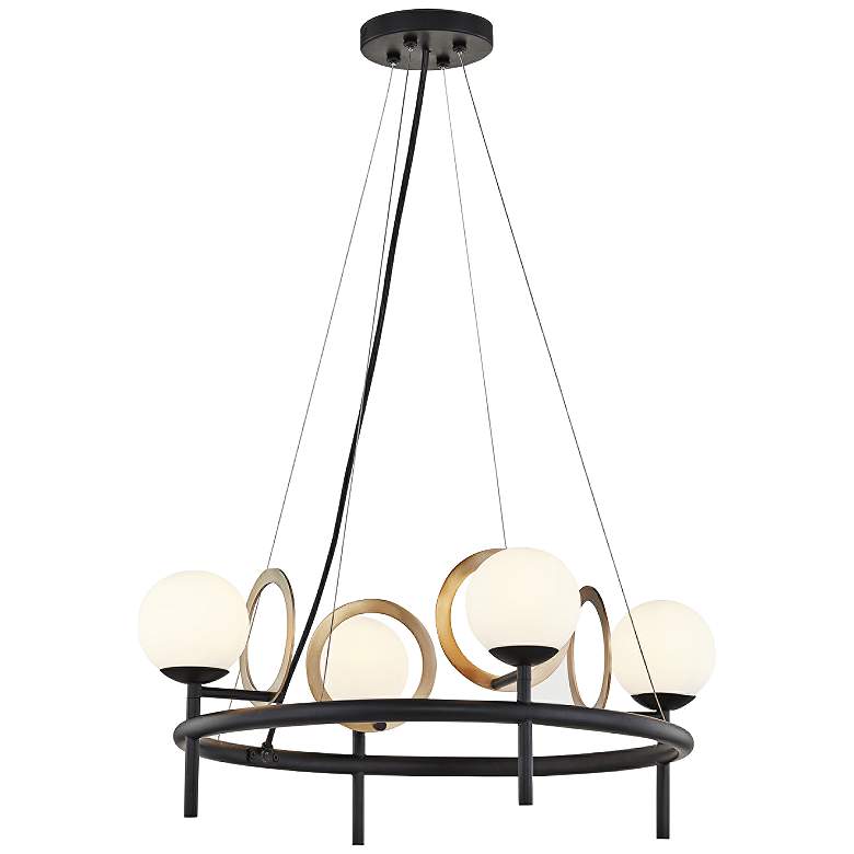 Image 2 Fusion™ Halo 22"W Matte Black 4-Light LED Chandelier