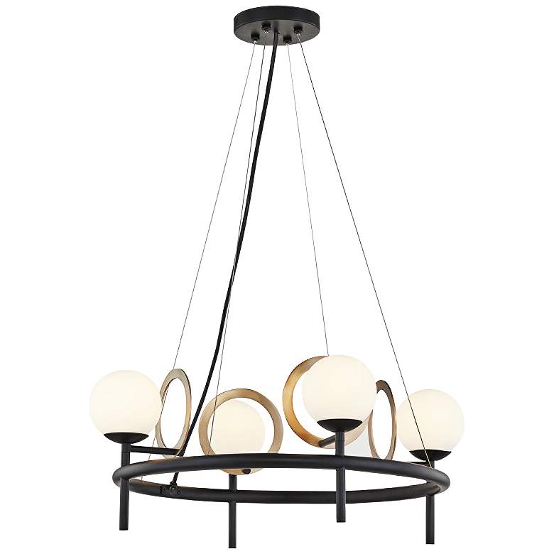 Image 2 Fusion&#8482; Halo 22 inchW Matte Black 4-Light LED Chandelier