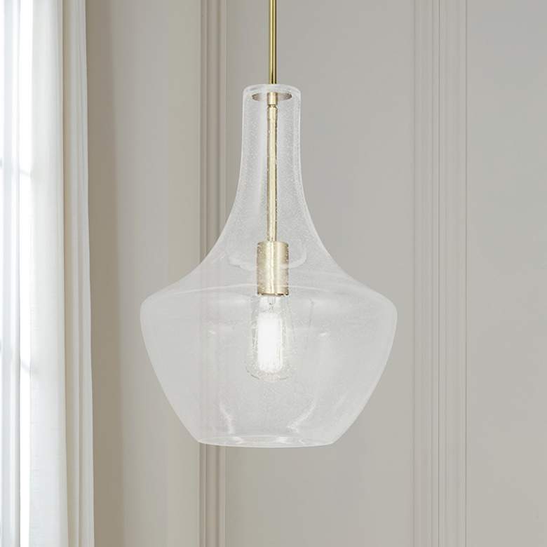 Image 1 Fusion™ Harlow 12" Wide Brushed Brass Mini Pendant