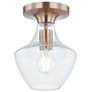2_Fusion Harlow 7.5" Wide Brushed Brass Semi-Flush With Seeded Glass Sha