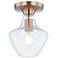 Fusion Harlow 7.5" Wide Brushed Brass Semi-Flush With Seeded Glass Sha