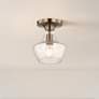 1_Fusion Harlow 7.5" Wide Brushed Brass Semi-Flush With Seeded Glass Sha
