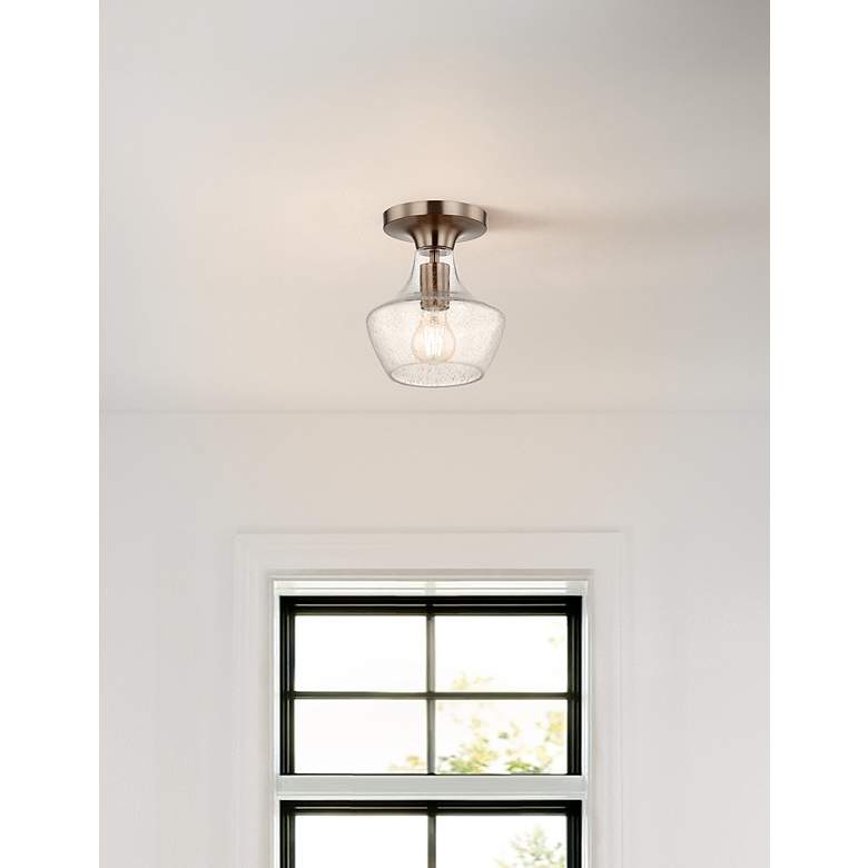 Image 3 Fusion Harlow 7.5" Wide Brushed Brass Semi-Flush With Seeded Glass Sha more views