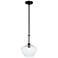 Fusion Harlow 9.5" Wide Matte Black Pendant With Seeded Glass Shade