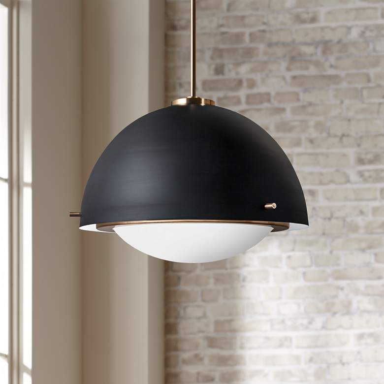 Image 1 Fusion&#8482; Hemisphere 19 inch Wide Matte Black Pendant Light