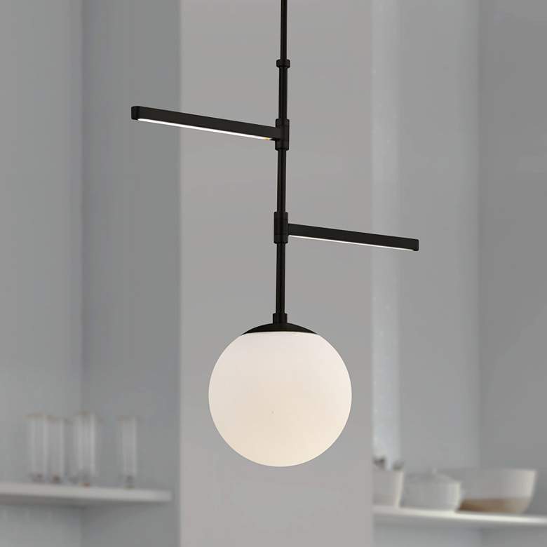 Image 1 Fusion™ Intersect 22"W Matte Black LED Pendant Light