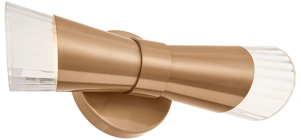Image 2 Fusion Lugano 13" High Brushed Brass, Ribbed Clear LED Wall Sconce more views