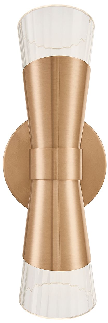 Image 3 Fusion Lugano 13" High Brushed Brass, Ribbed Clear LED Wall Sconce more views