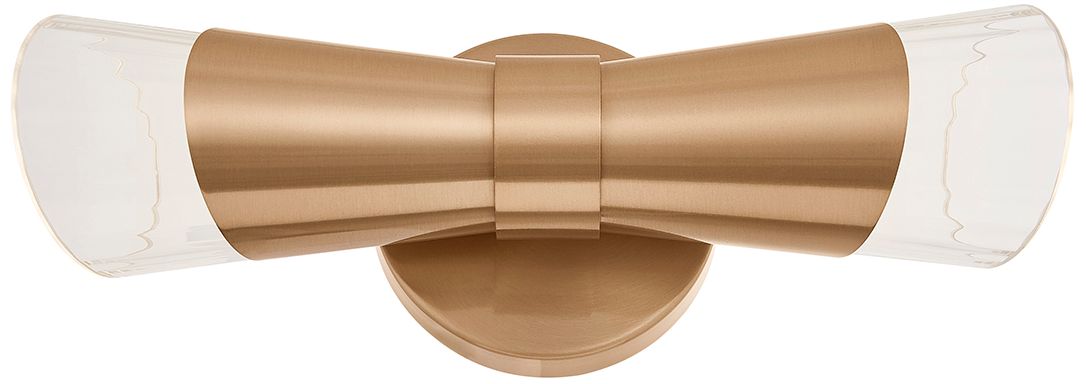 Image 4 Fusion Lugano 13" High Brushed Brass, Ribbed Clear LED Wall Sconce more views