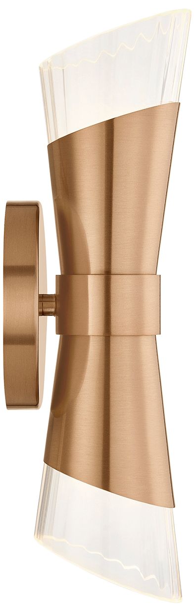 Image 5 Fusion Lugano 13" High Brushed Brass, Ribbed Clear LED Wall Sconce more views