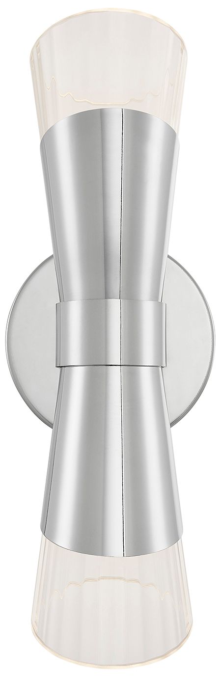 Image 2 Fusion Lugano 13" High Polished Chrome, Ribbed Clear LED Wall Sconce more views