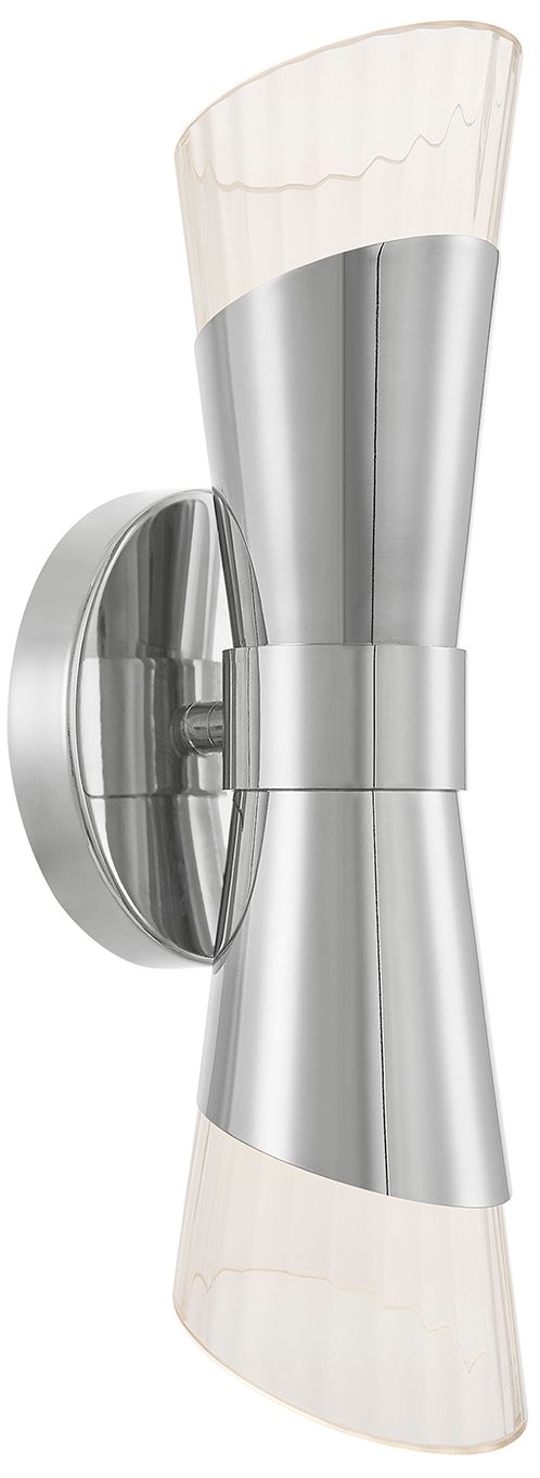 Image 3 Fusion Lugano 13" High Polished Chrome, Ribbed Clear LED Wall Sconce more views