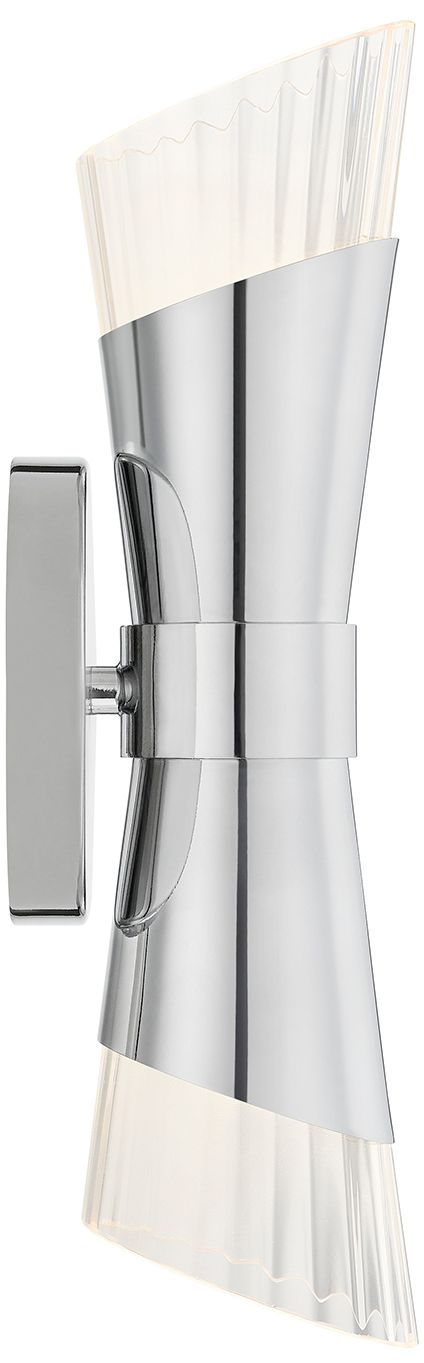 Image 4 Fusion Lugano 13" High Polished Chrome, Ribbed Clear LED Wall Sconce more views