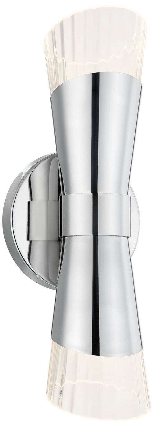 Image 5 Fusion Lugano 13" High Polished Chrome, Ribbed Clear LED Wall Sconce more views