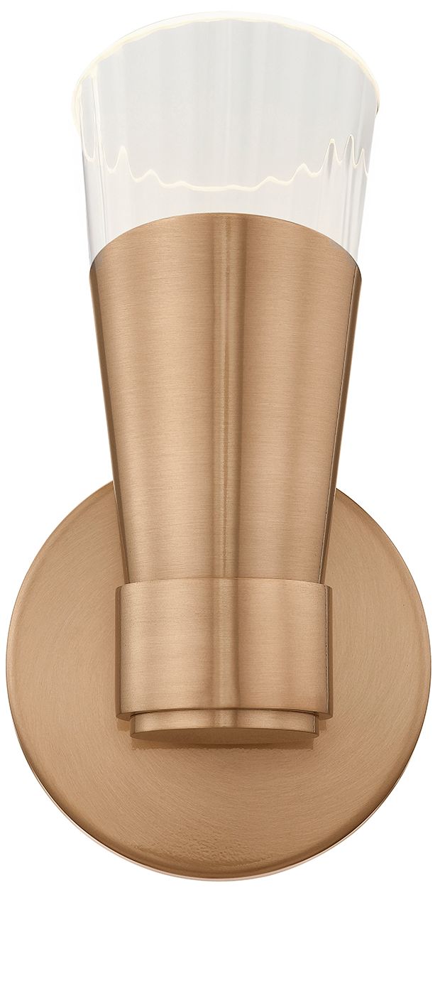 Image 2 Fusion Lugano 8.75" High Brushed Brass, Ribbed Clear LED Wall Sconce more views
