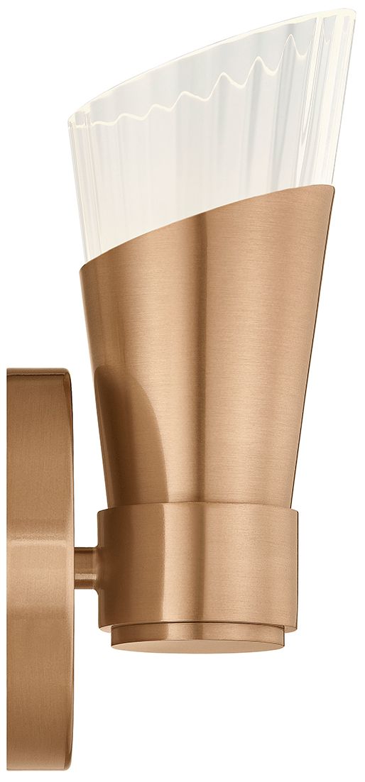 Image 3 Fusion Lugano 8.75" High Brushed Brass, Ribbed Clear LED Wall Sconce more views