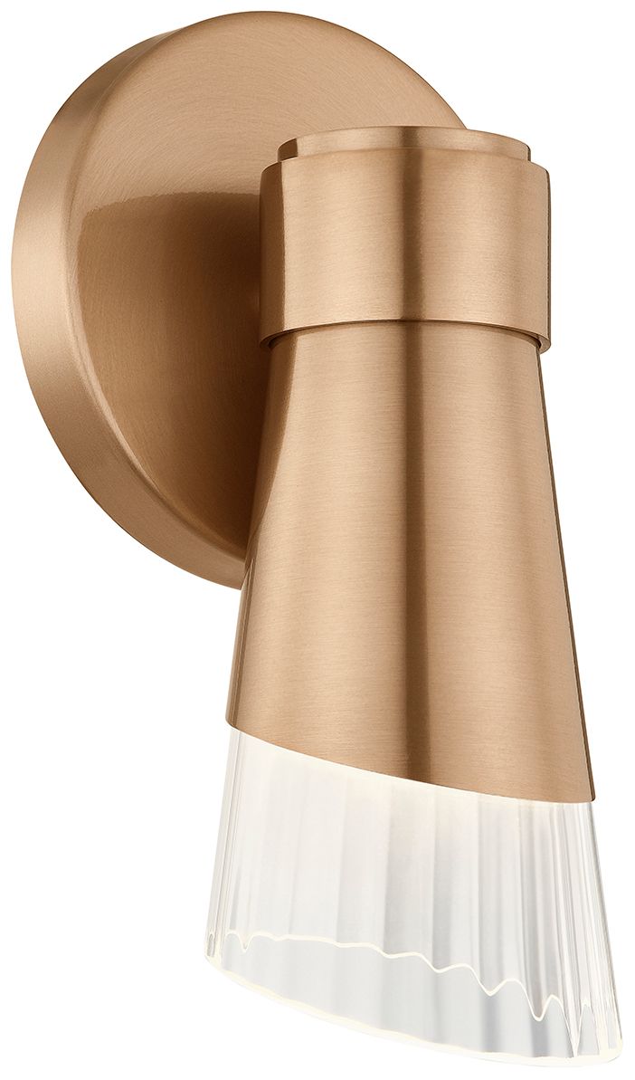 Image 4 Fusion Lugano 8.75" High Brushed Brass, Ribbed Clear LED Wall Sconce more views