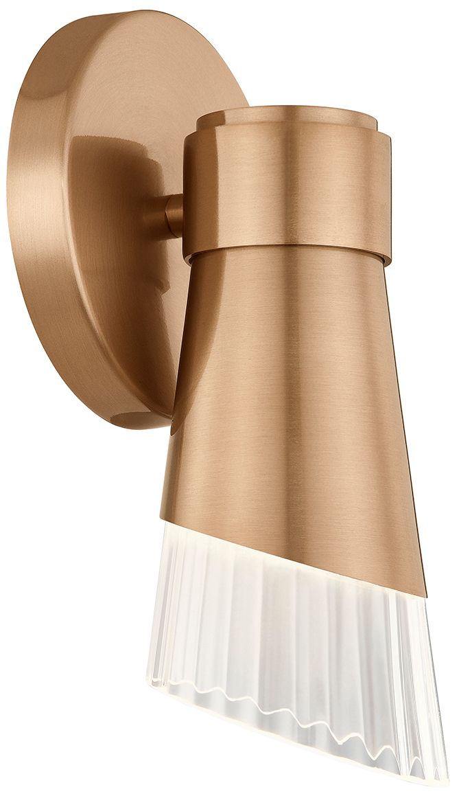 Image 5 Fusion Lugano 8.75" High Brushed Brass, Ribbed Clear LED Wall Sconce more views