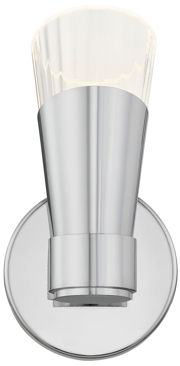 Image 2 Fusion Lugano 8.75" High Polished Chrome, Ribbed Clear LED Wall Sconce more views