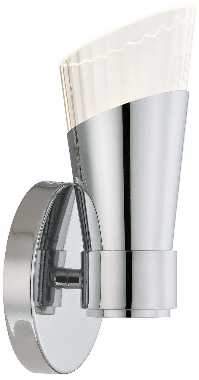 Image 3 Fusion Lugano 8.75" High Polished Chrome, Ribbed Clear LED Wall Sconce more views