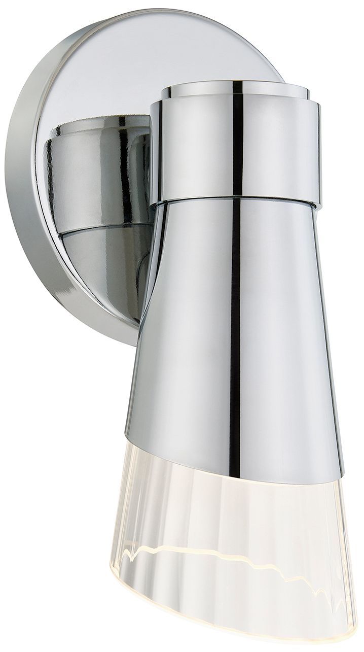 Image 5 Fusion Lugano 8.75" High Polished Chrome, Ribbed Clear LED Wall Sconce more views