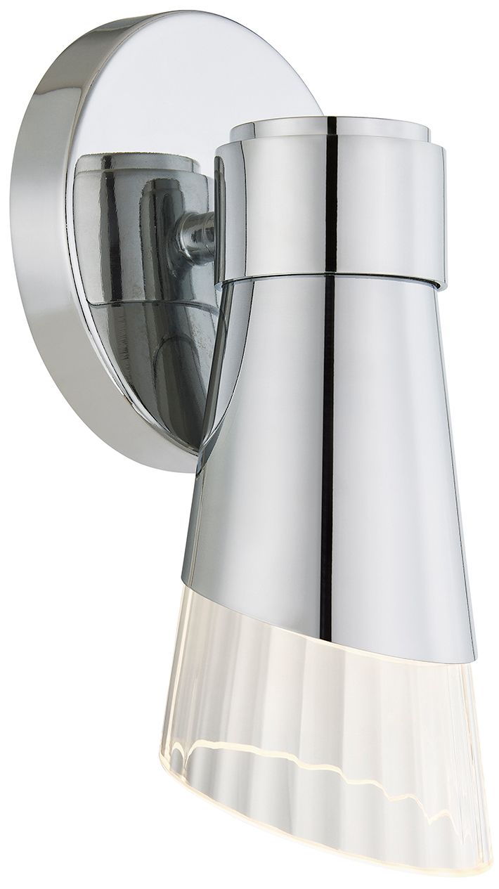Image 6 Fusion Lugano 8.75" High Polished Chrome, Ribbed Clear LED Wall Sconce more views