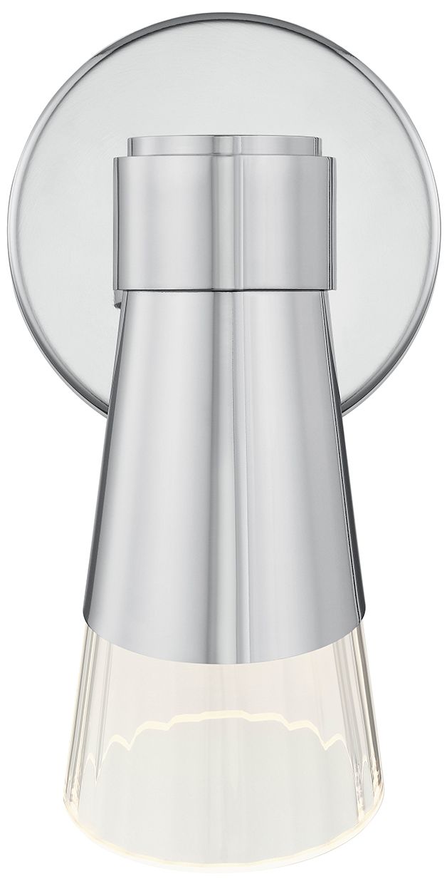 Fusion Lugano 8.75" High Polished Chrome, Ribbed Clear LED Wall Sconce