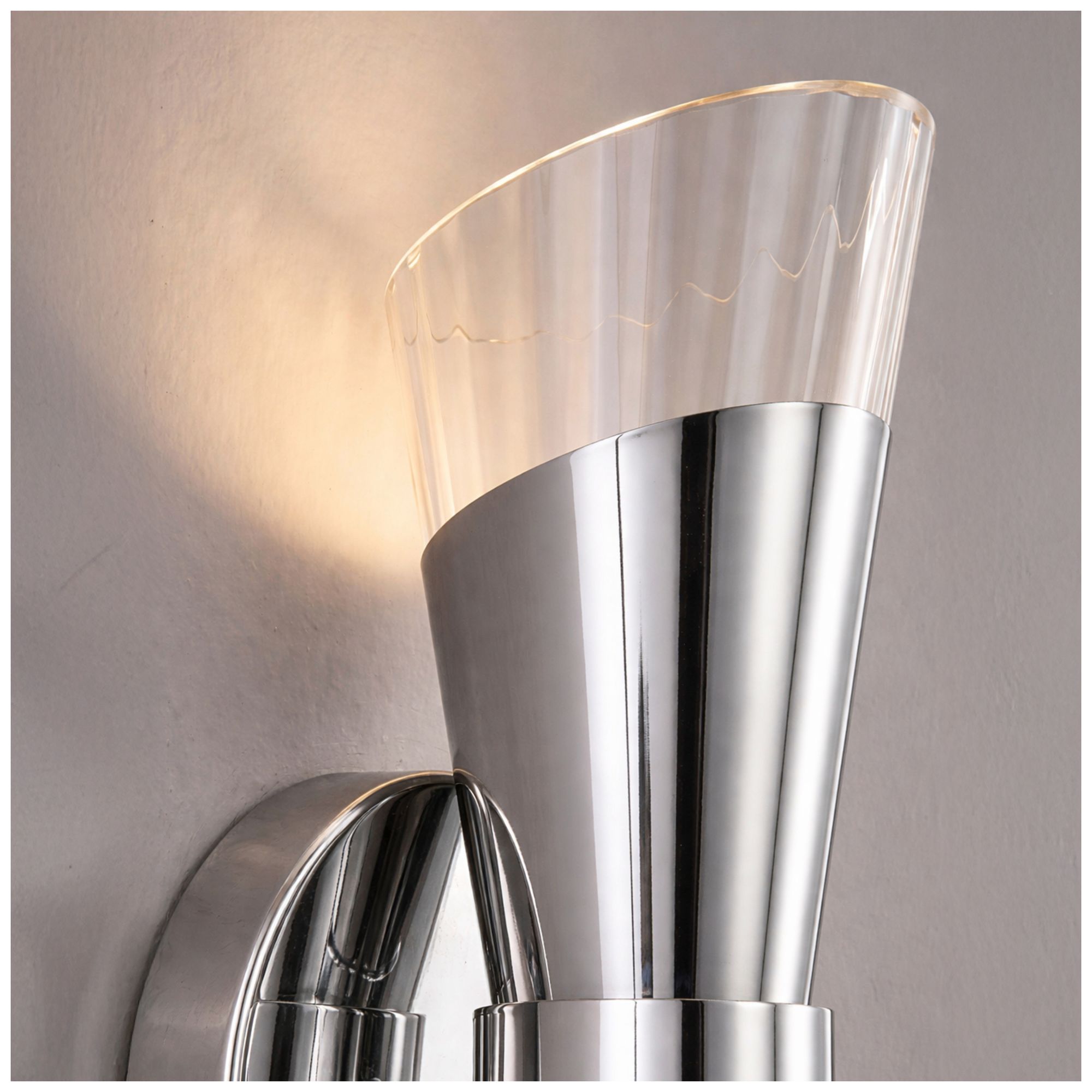 Fusion Lugano 8.75" High Polished Chrome, Ribbed Clear LED Wall Sconce