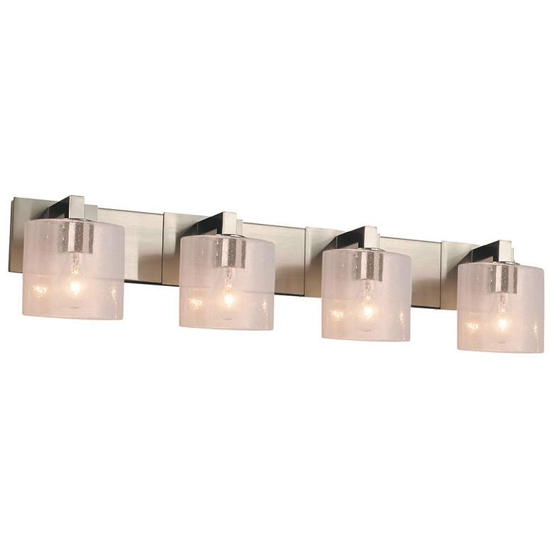 Image 1 Fusion Modular - 4-Light Bath Bar - Oval Shade - Nickel - Glass Shade