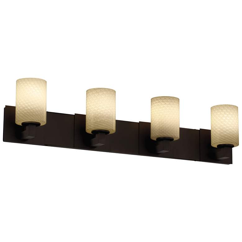 Image 1 Fusion - Modular 4-Light LED Cylinder Bath Bar - Flat Rim - Weave - Bronze