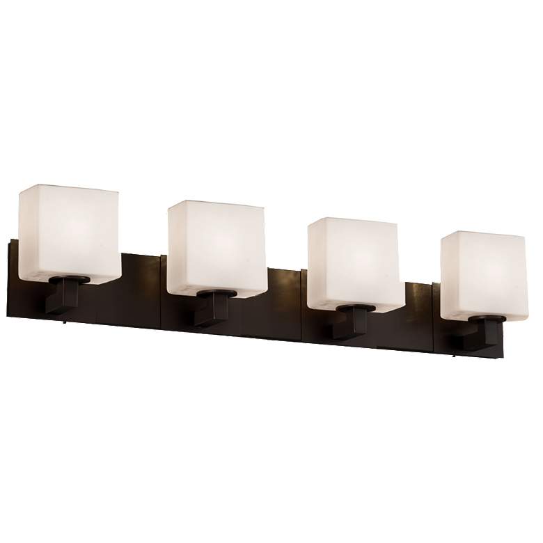 Image 1 Fusion - Modular 4-Light Rectangular Bath Bar - Opal - Bronze