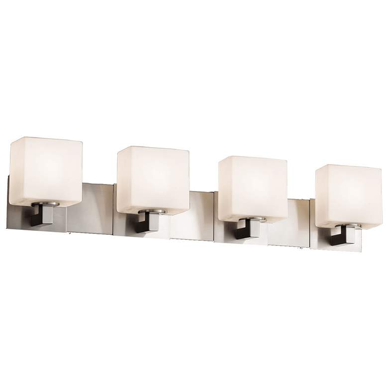 Image 1 Fusion - Modular 4-Light Rectangular Bath Bar - Opal - Nickel