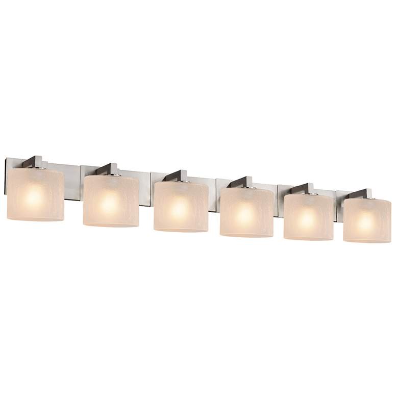 Image 1 Fusion Modular 6-Light Bath Bar - Oval Shade - Nickel - Frosted Crackle