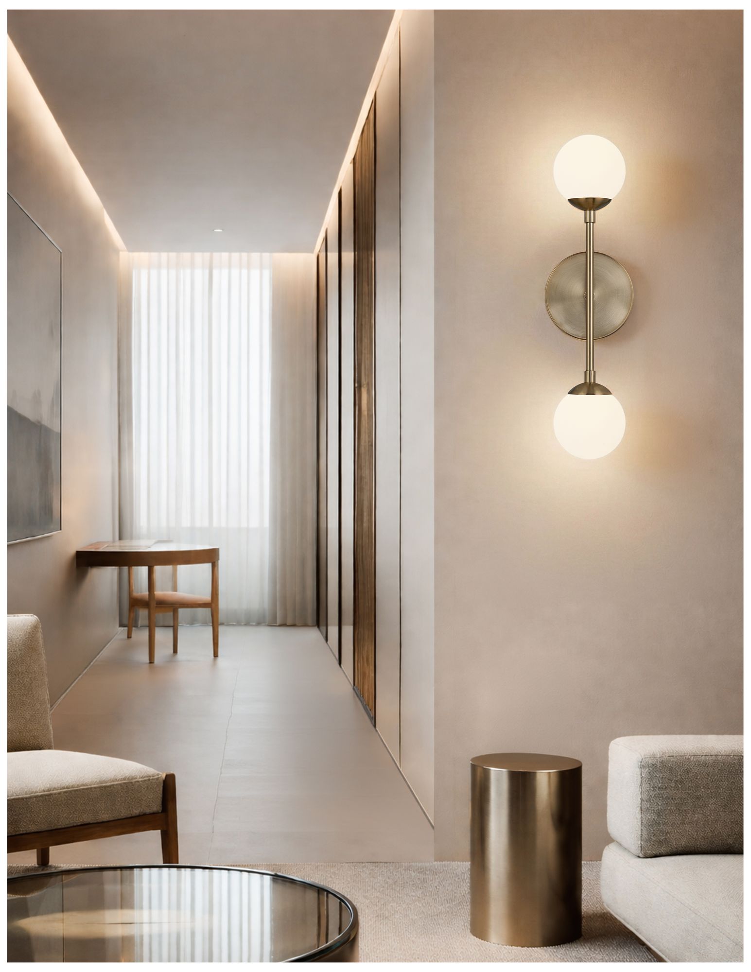 Image 6 Fusion Noho 16.5" High 2-Light Brushed Brass, Etched Opal Wall Sconce more views