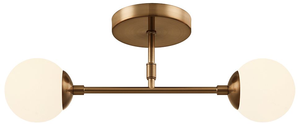 Image 2 Fusion Noho 16.5" Wide 2-Light Brushed Brass, Etched Opal Semi-Flush more views