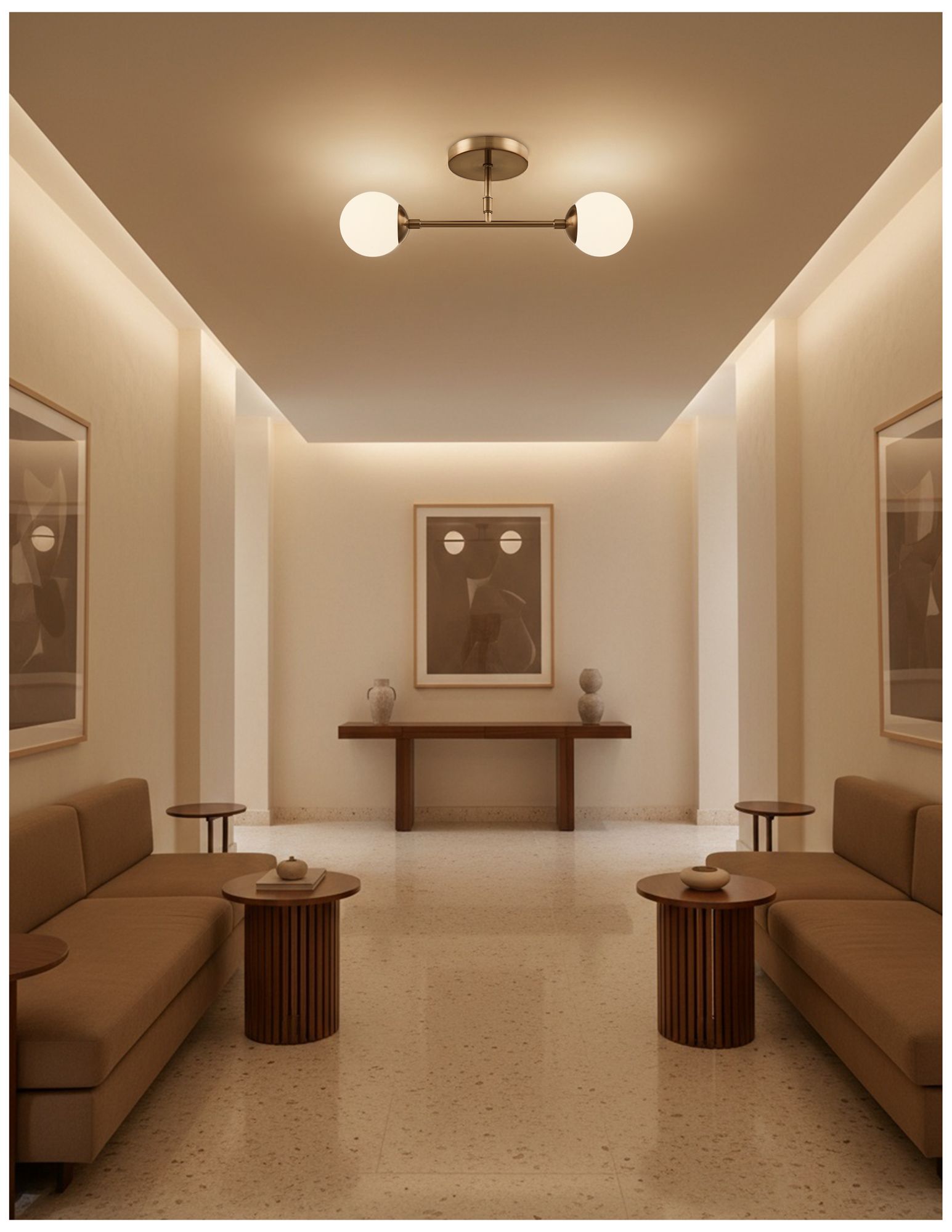 Image 7 Fusion Noho 16.5" Wide 2-Light Brushed Brass, Etched Opal Semi-Flush more views