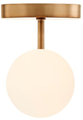 Fusion Noho 16.5" Wide 2-Light Brushed Brass, Etched Opal Semi-Flush
