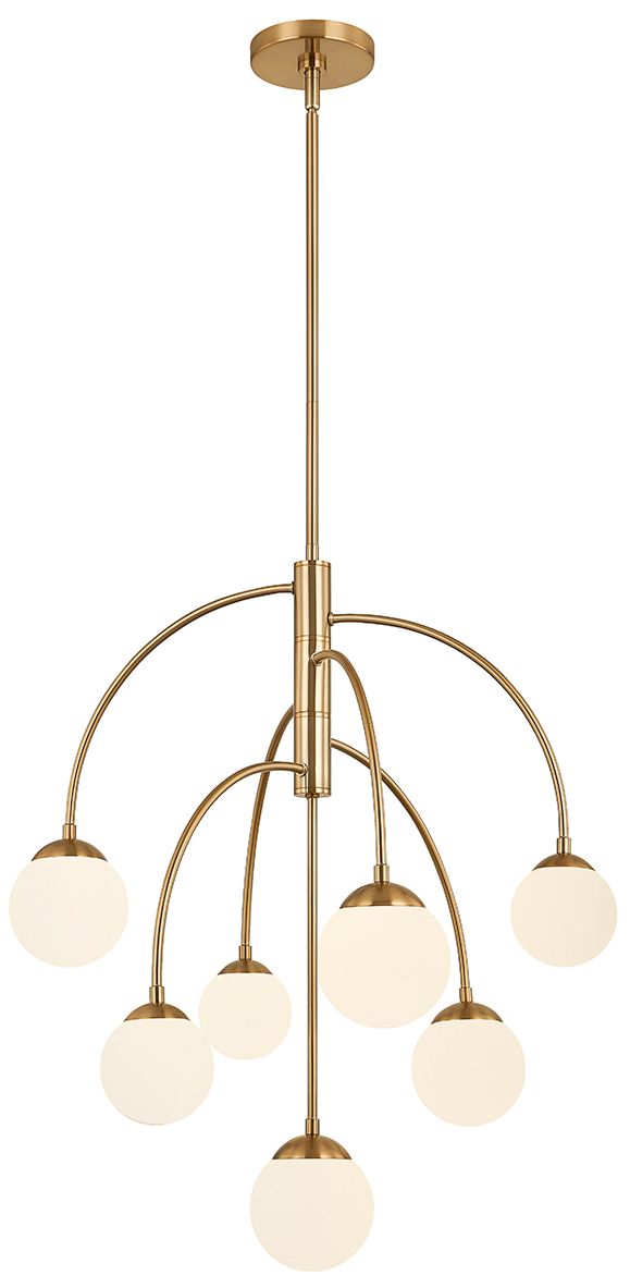 Image 2 Fusion Noho 25" Wide 7-Light Brushed Brass, Etched Opal Chandelier more views