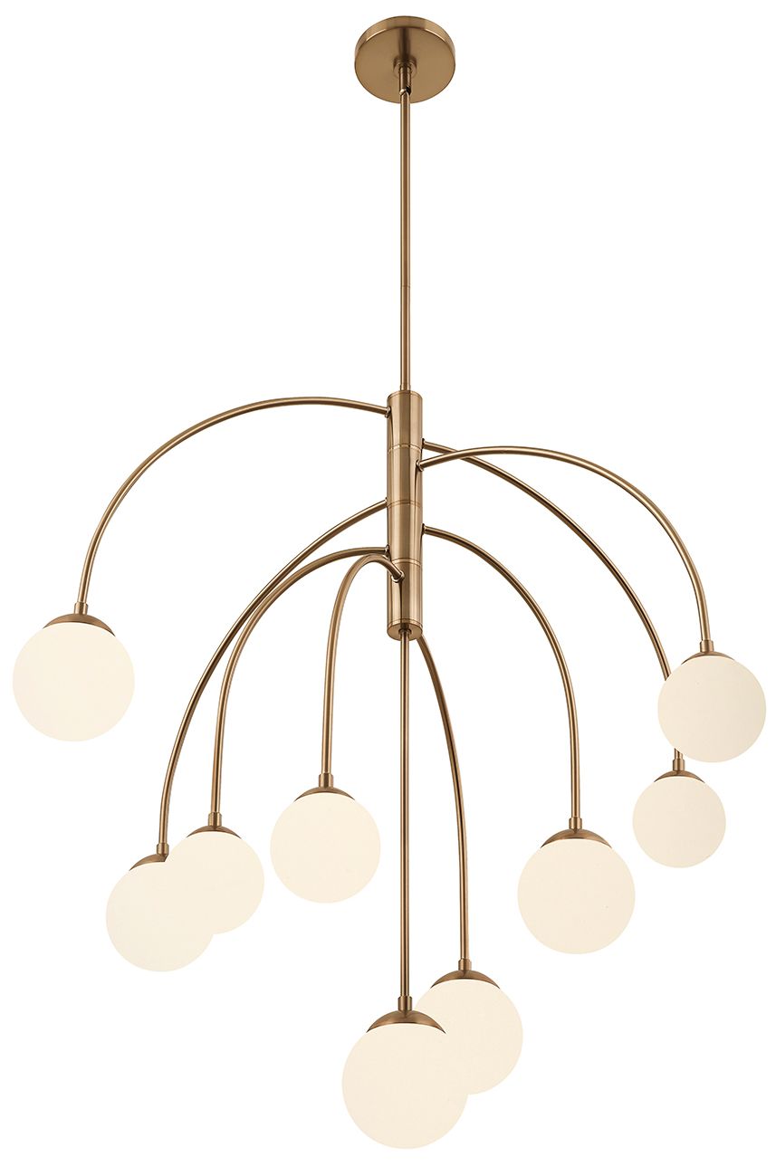 Image 2 Fusion Noho 32" Wide 9-Light Brushed Brass, Etched Opal Chandelier more views