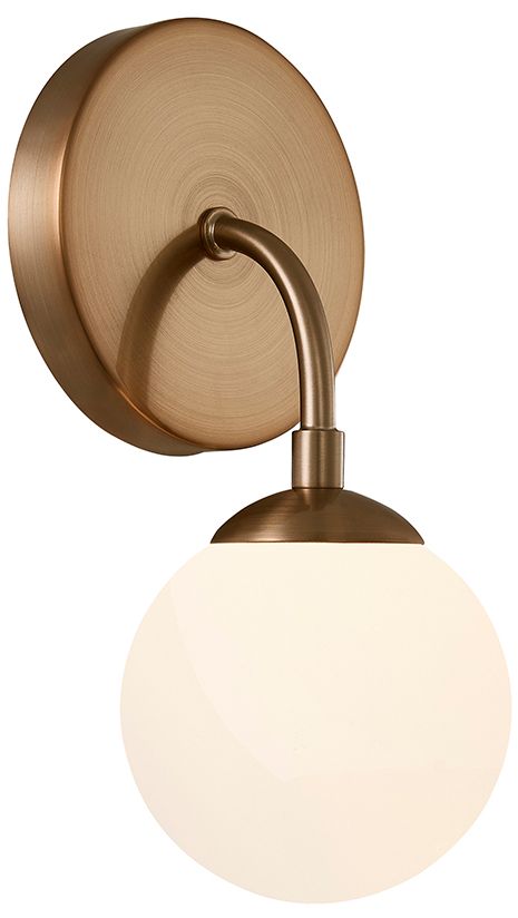 Image 3 Fusion Noho 9" High Brushed Brass, Etched Opal Wall Sconce more views