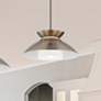 1_Fusion Noreen 14.25" Wide Brushed Brass Pendant With Opal Glass Shade
