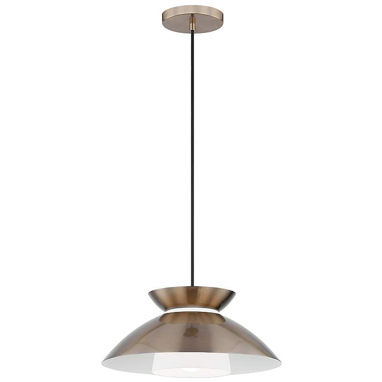 Image 3 Fusion Noreen 14.25" Wide Brushed Brass Pendant With Opal Glass Shade more views