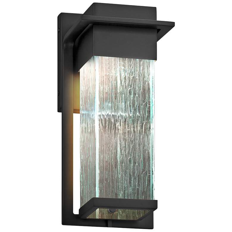 Image 1 Fusion Pacific 12" High Rain Glass Black LED Outdoor Wall Light