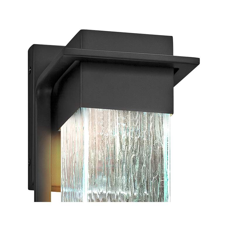 Image 2 Fusion Pacific 12" High Rain Glass Black LED Outdoor Wall Light more views