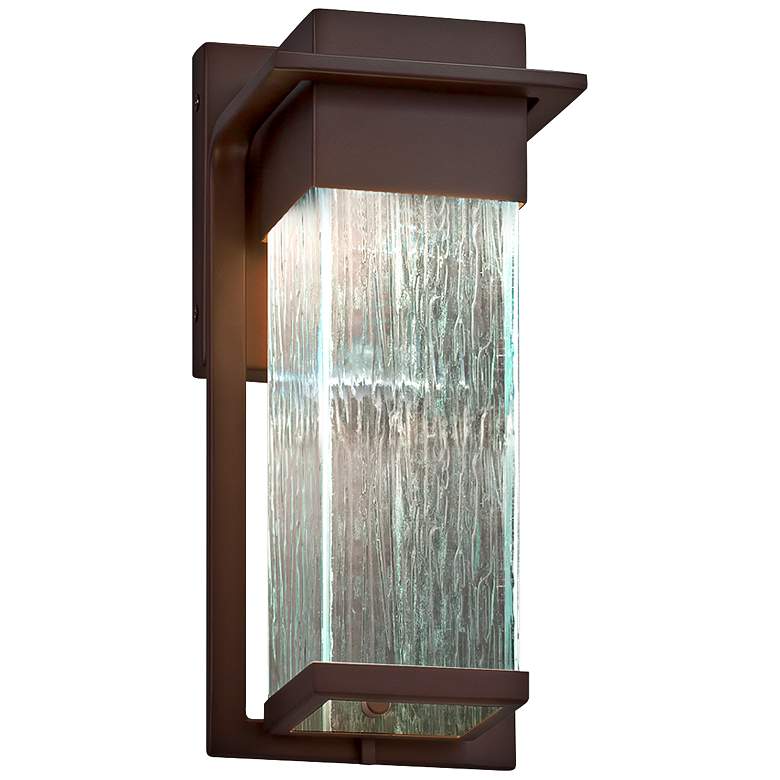Image 1 Fusion Pacific 12"H Rain Glass Bronze LED Outdoor Wall Light